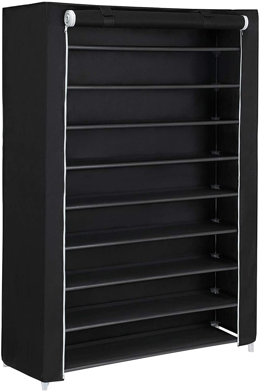 Kenkähylly 54 parille kenkäsäilytys 100 x 28 x 162 cm musta kangas