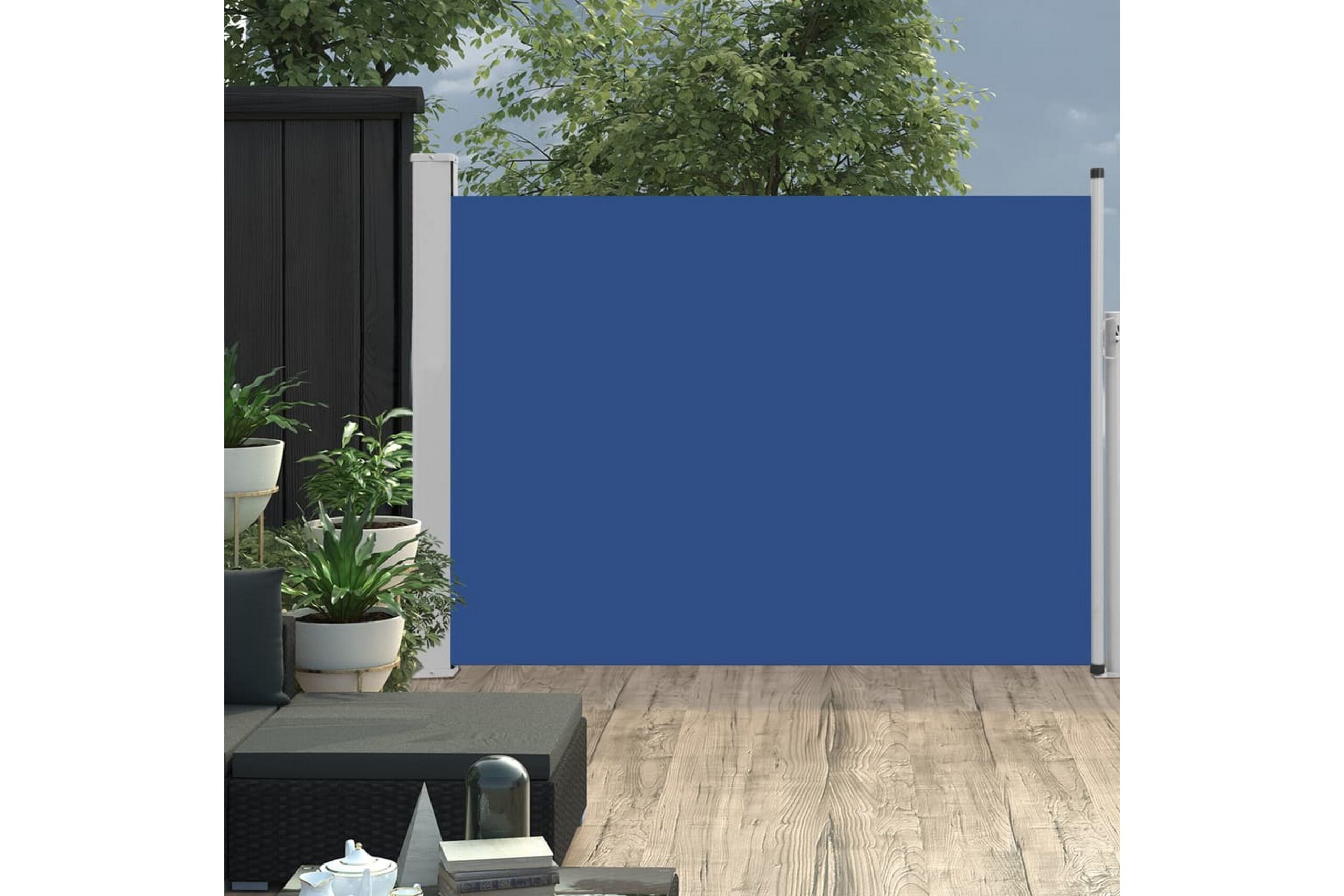 Sisäänvedettävä terassin sivumarkiisi 100x500 cm sininen - Sininen