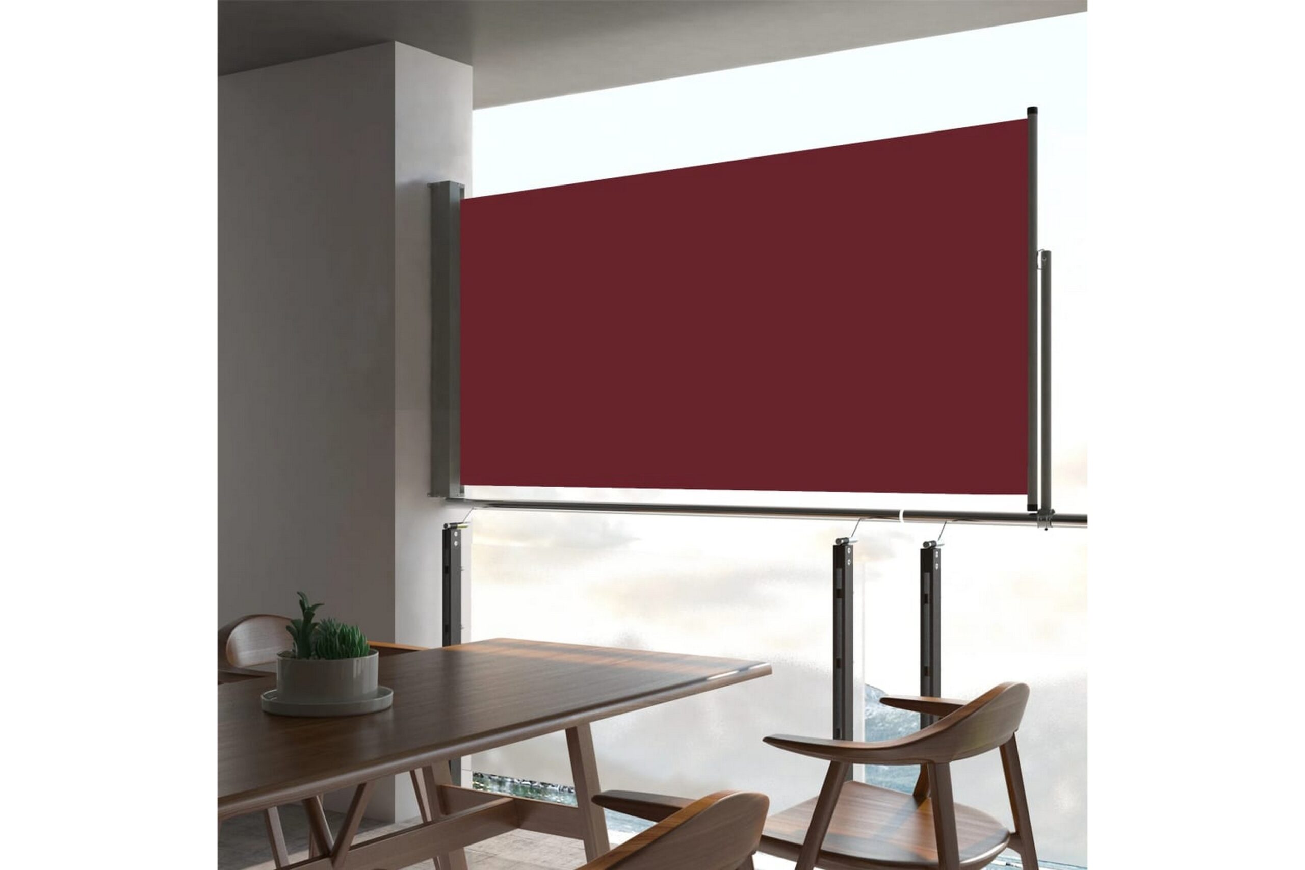 Sisäänvedettävä terassin sivumarkiisi 80x300 cm punainen - Punainen