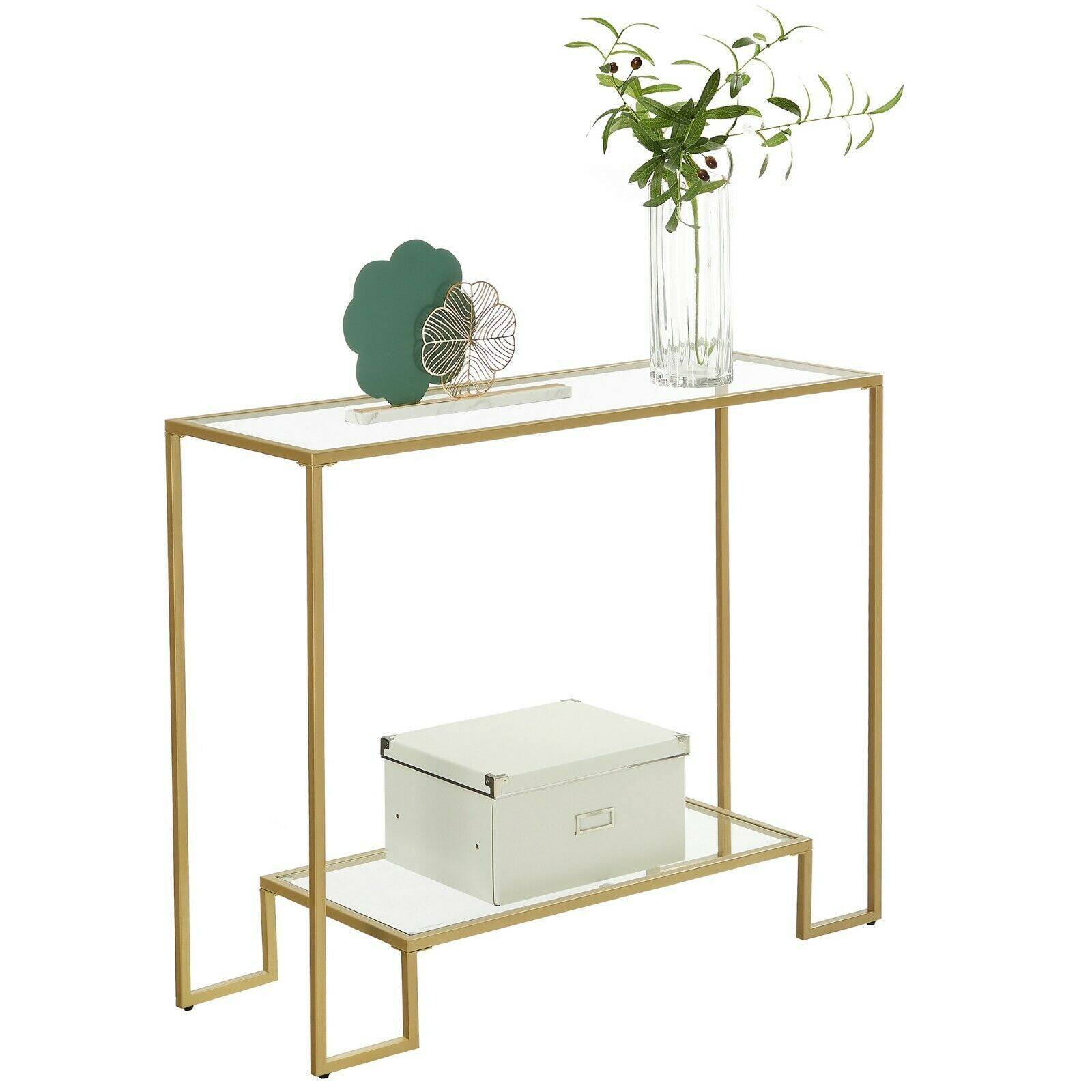Konsolipöytä Kulta 100x35x80 cm Reliefpöytä Lasilevy, Teräsrunko Kultainen