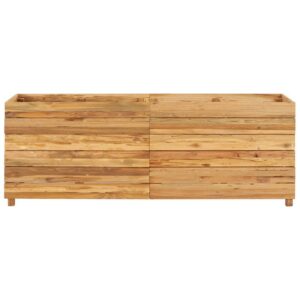 Kukkalaatikko 150x40x55 cm kierrätetty tiikki ja teräs - Ruskea