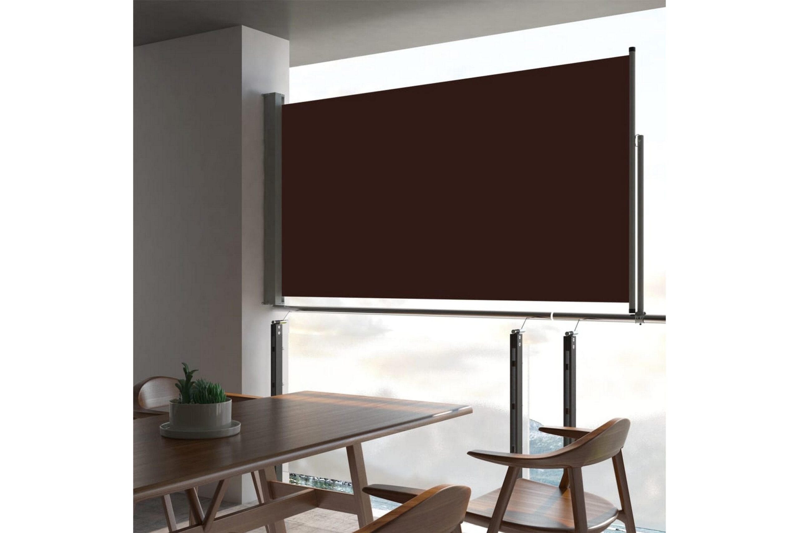 Sisäänvedettävä terassin sivumarkiisi 160x300 cm ruskea - Ruskea