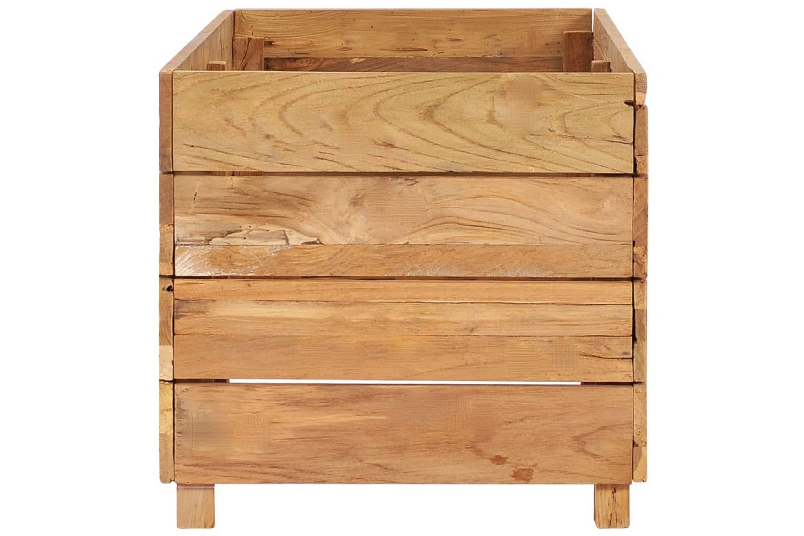 Kukkalaatikko 100x40x38 cm kierrätetty tiikki ja teräs - Ruskea