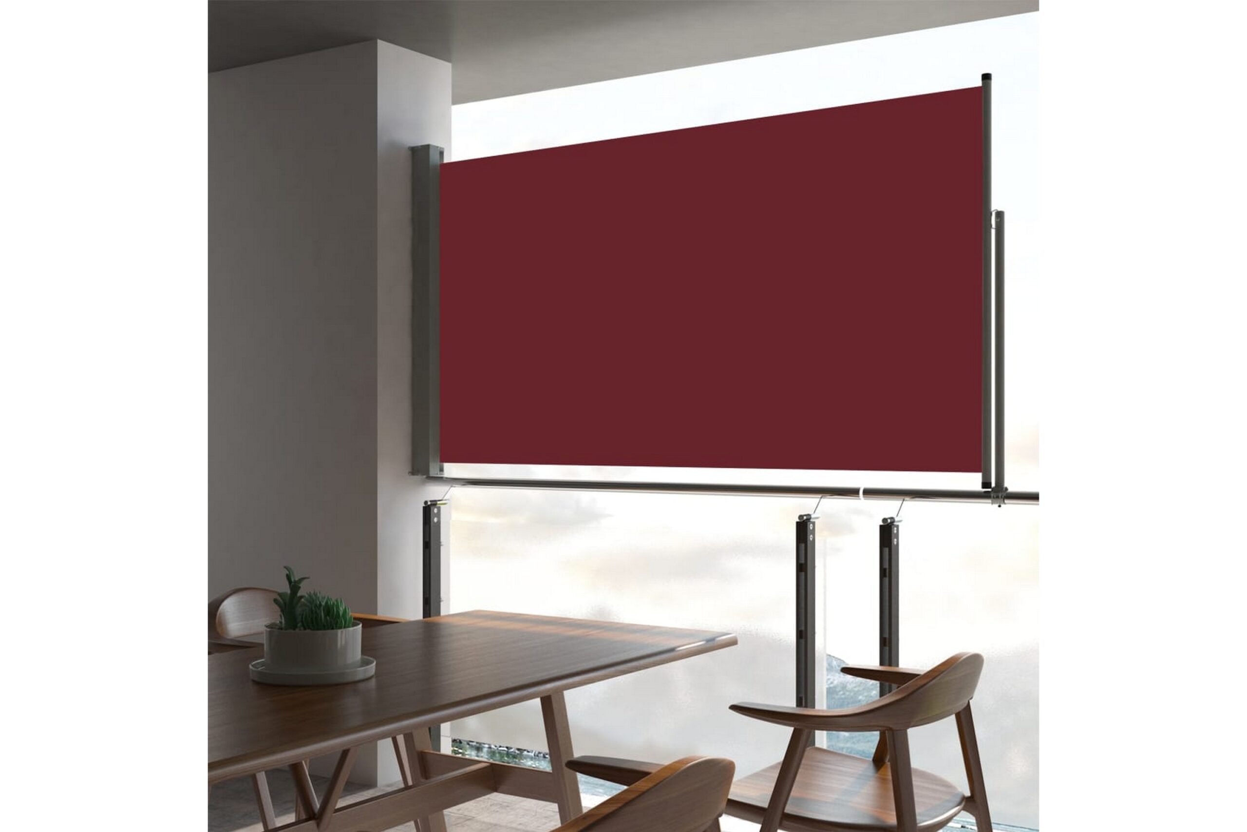 Sisäänvedettävä terassin sivumarkiisi 160x300 cm punainen - Punainen