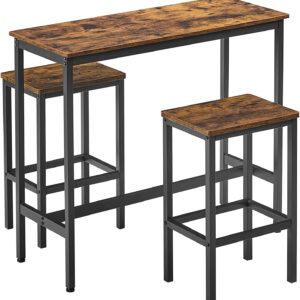 Baaripöytäsetti ja 2 baarituolia 100x40x90 cm Industrial Style Vintage ruskea-musta