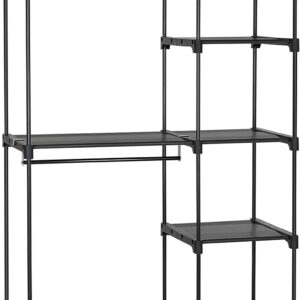 Avoin vaatekaappi, jossa 2 vaatetankoa 112x43x165 cm metalli/kangas