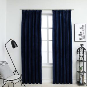 Pimennysverhot koukuilla 2kpl sametti 140x175cm - Sininen