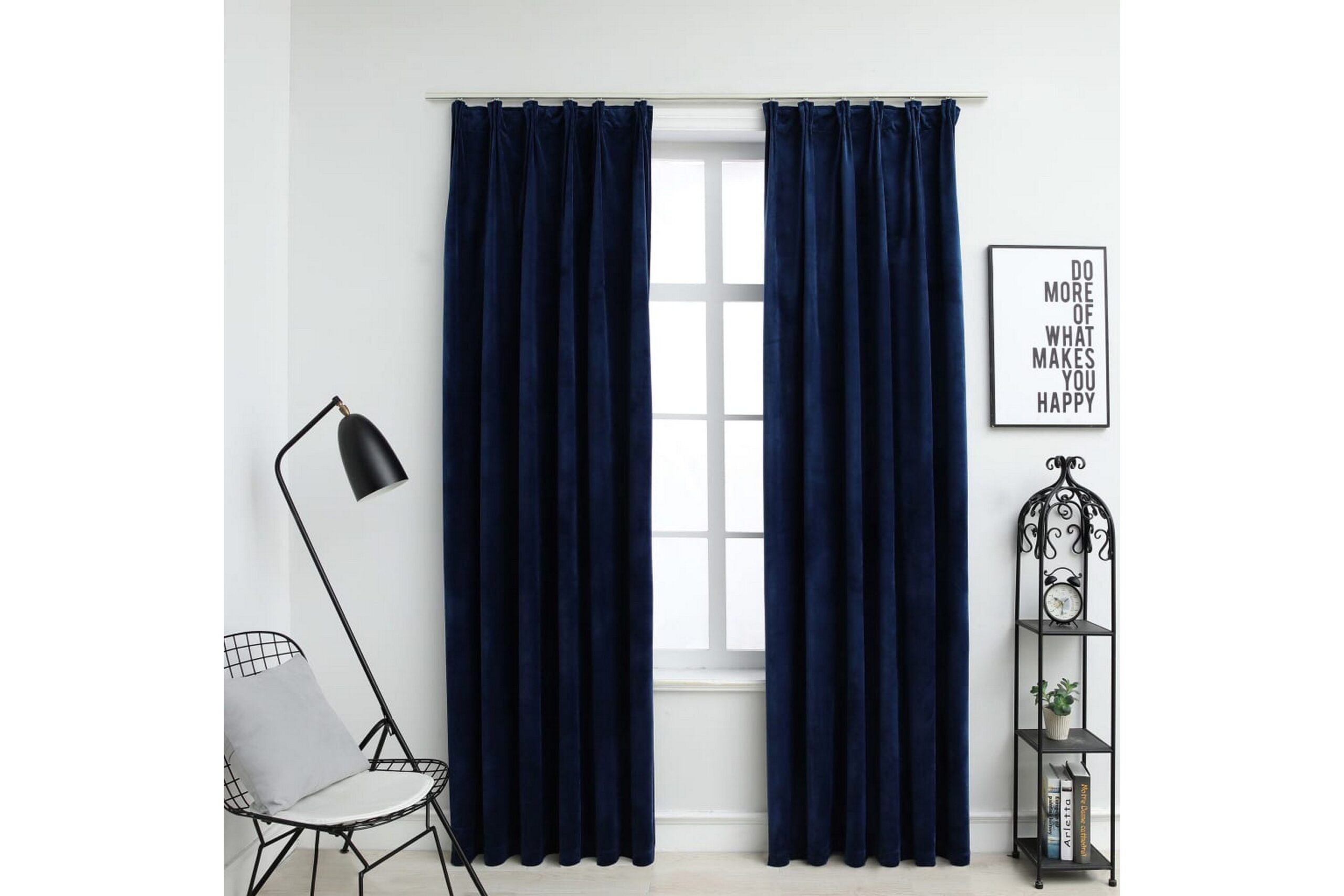 Pimennysverhot koukuilla 2kpl sametti 140x175cm - Sininen