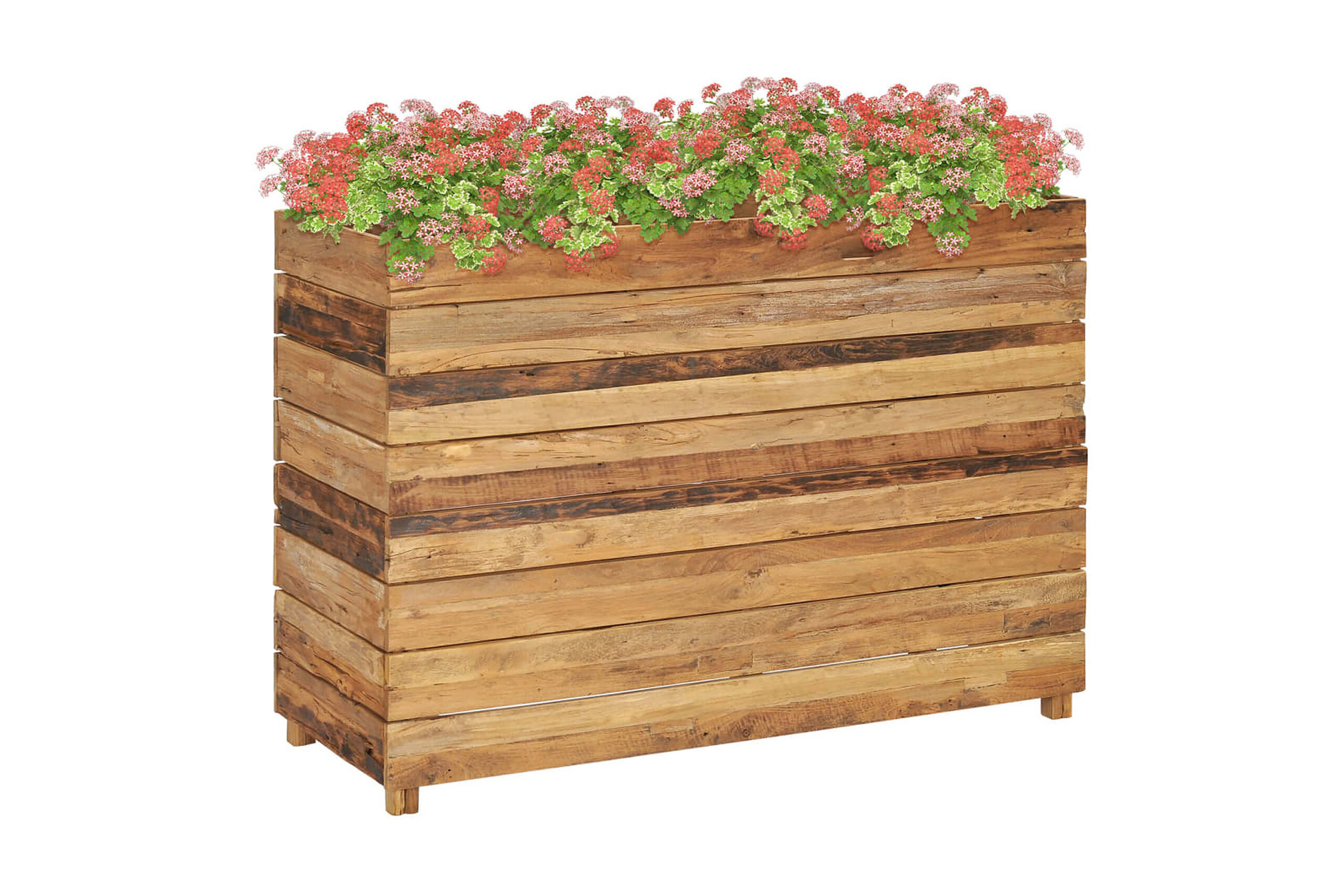 Kukkalaatikko 100x40x72 cm kierrätetty tiikki ja teräs - Ruskea