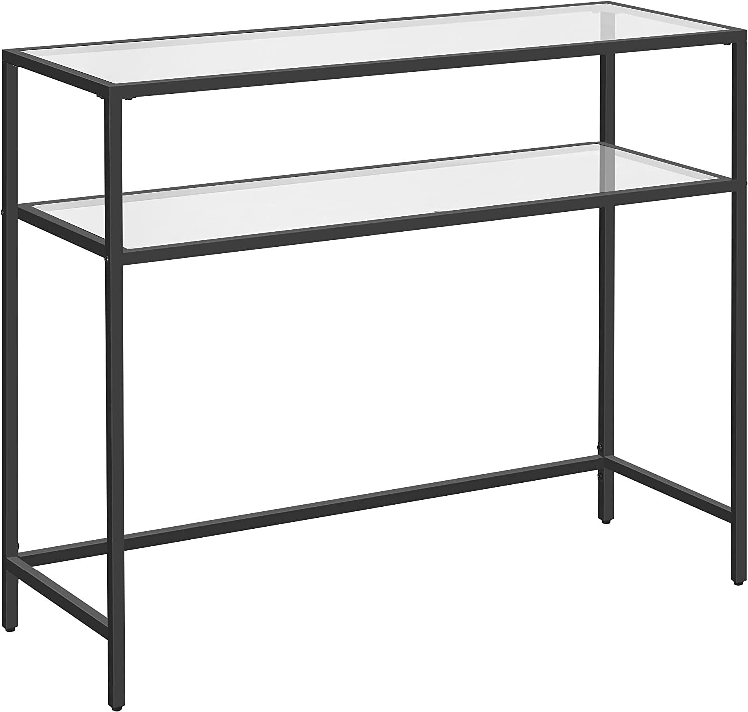 Konsolipöytä 100x35x80 cm Reliefpöytä 2 lasihyllyllä - Musta