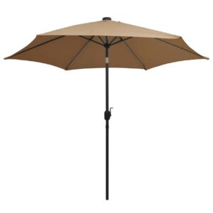 Ulkoaurinkovarjo LED-valot alumiinitanko 300cm harmaanruskea - Ruskea