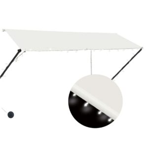 Sisäänkelattava markiisi LEDillä 300x150 cm kerma - Kerma