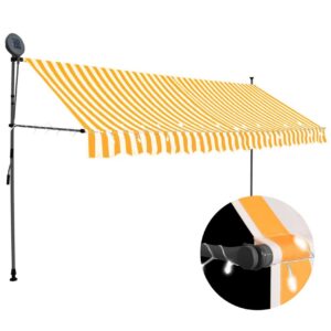 Sisäänkelattava markiisi LEDillä 350 cm valkoinen ja oranssi - Monivärinen