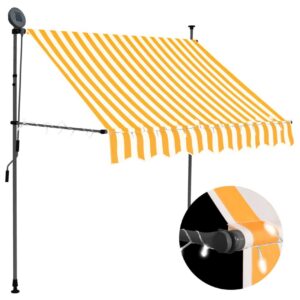 Sisäänkelattava markiisi LEDillä 150 cm valkoinen ja oranssi - Monivärinen