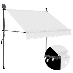 Sisäänkelattava markiisi LEDillä 150 cm kerma - Kerma