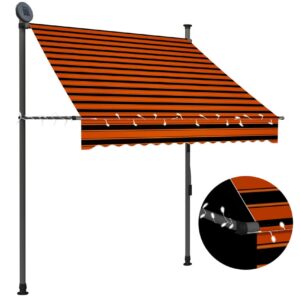 Sisäänkelattava markiisi LEDillä 150 cm oranssi ja ruskea - Monivärinen