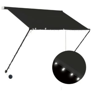 Sisäänkelattava markiisi LEDillä 150x150 cm antrasiitti - Harmaa