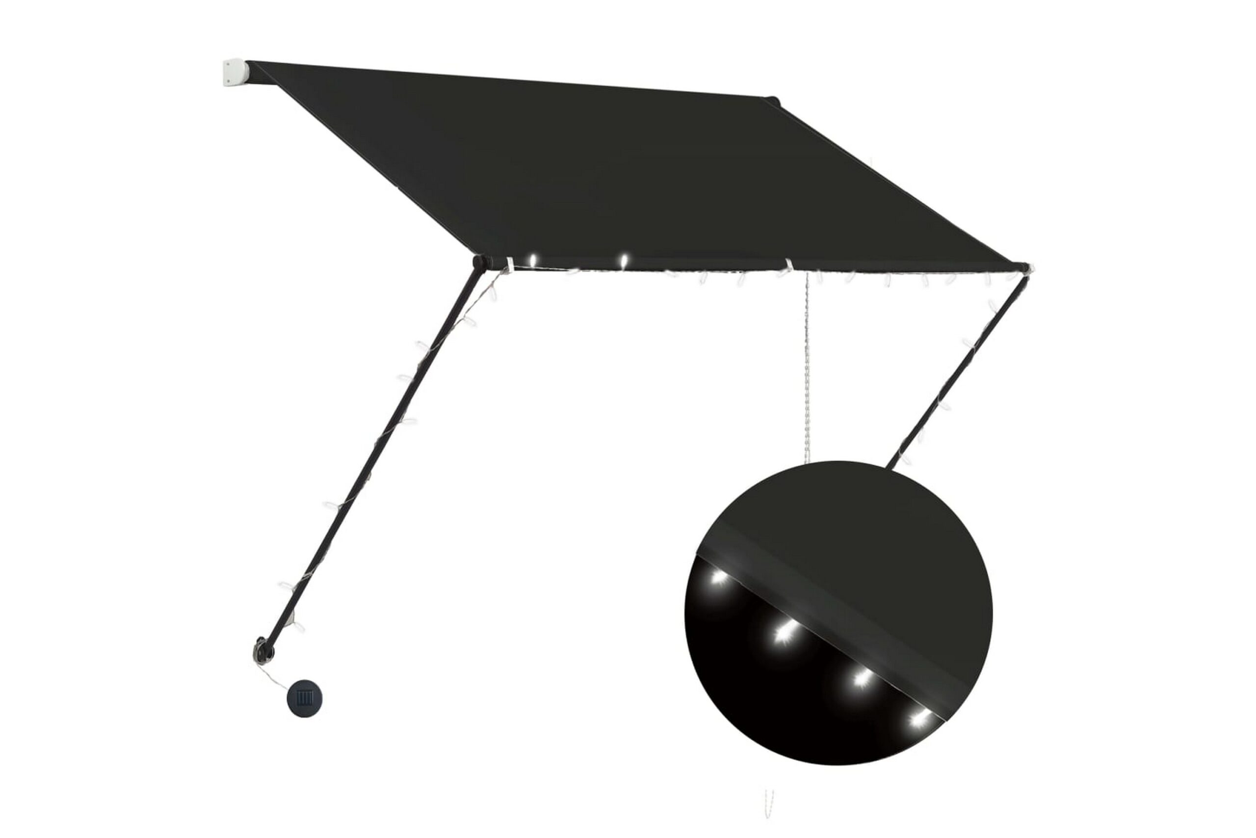 Sisäänkelattava markiisi LEDillä 150x150 cm antrasiitti - Harmaa