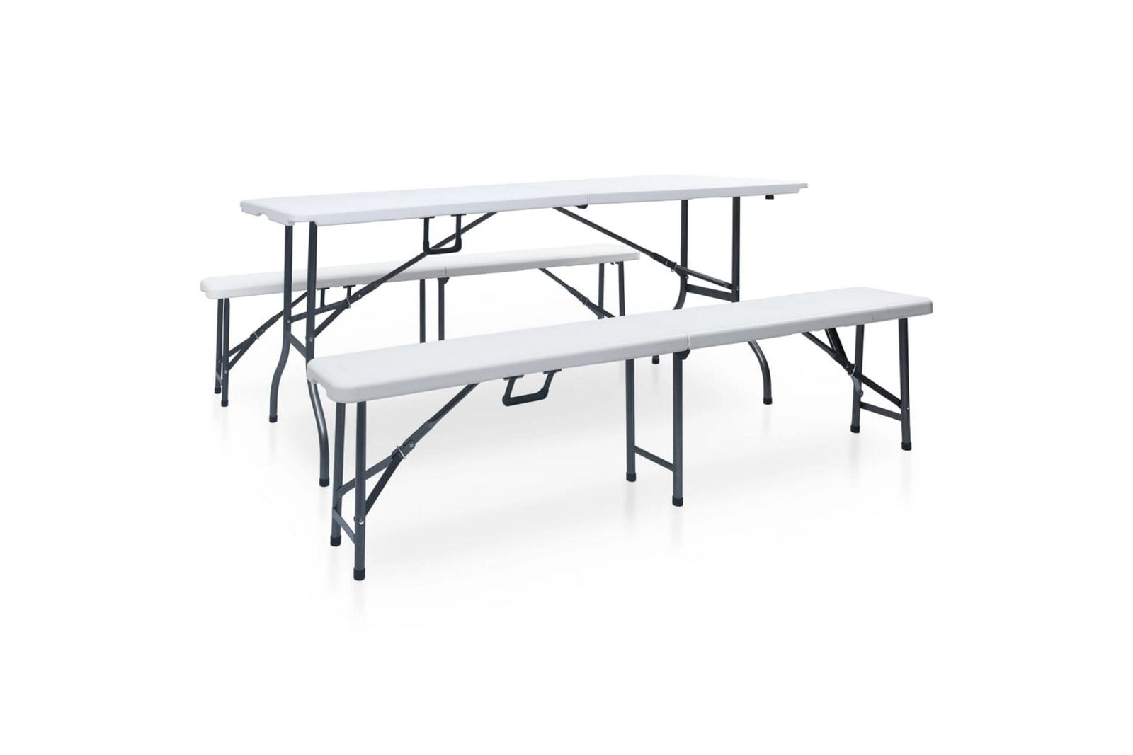 Kokoontaittuva Ulkopöytä 2 penkkiä 180cm & HDPE valkoinen - Valkoinen