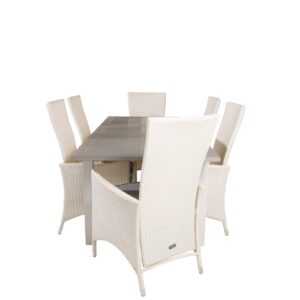 Ruokailuryhmä Albany 152 cm 6 Padova tuolia - Harmaa