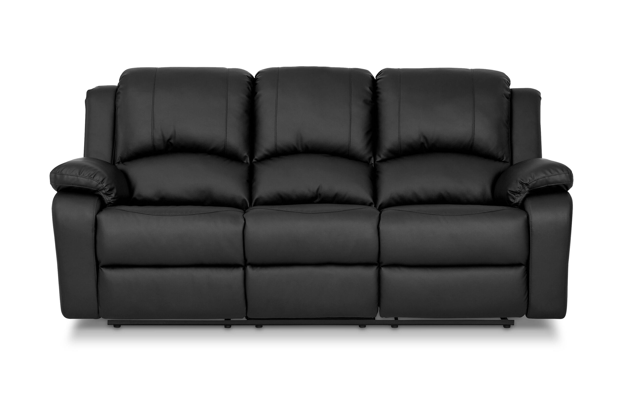 Norbo Mukava Recliner-sohva 3-istuttava Keinonahka - Kallistettava sohva - Kotiteatterisohva - Musta
