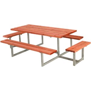 PLUS Basic Pöytä/Penkkisetti 2 lisäpenkillä 260 cm Tiikki - Tiikki