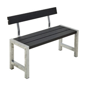 PLUS Parvekepenkki Selkänojalla 127 cm - Musta
