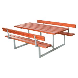 PLUS Basic Pöytä/Penkkisetti 2 selkänojalla 177 cm Tiikki - Tiikki