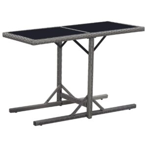 Puutarhapöytä musta 110x53x72 cm lasi ja polyrottinki -