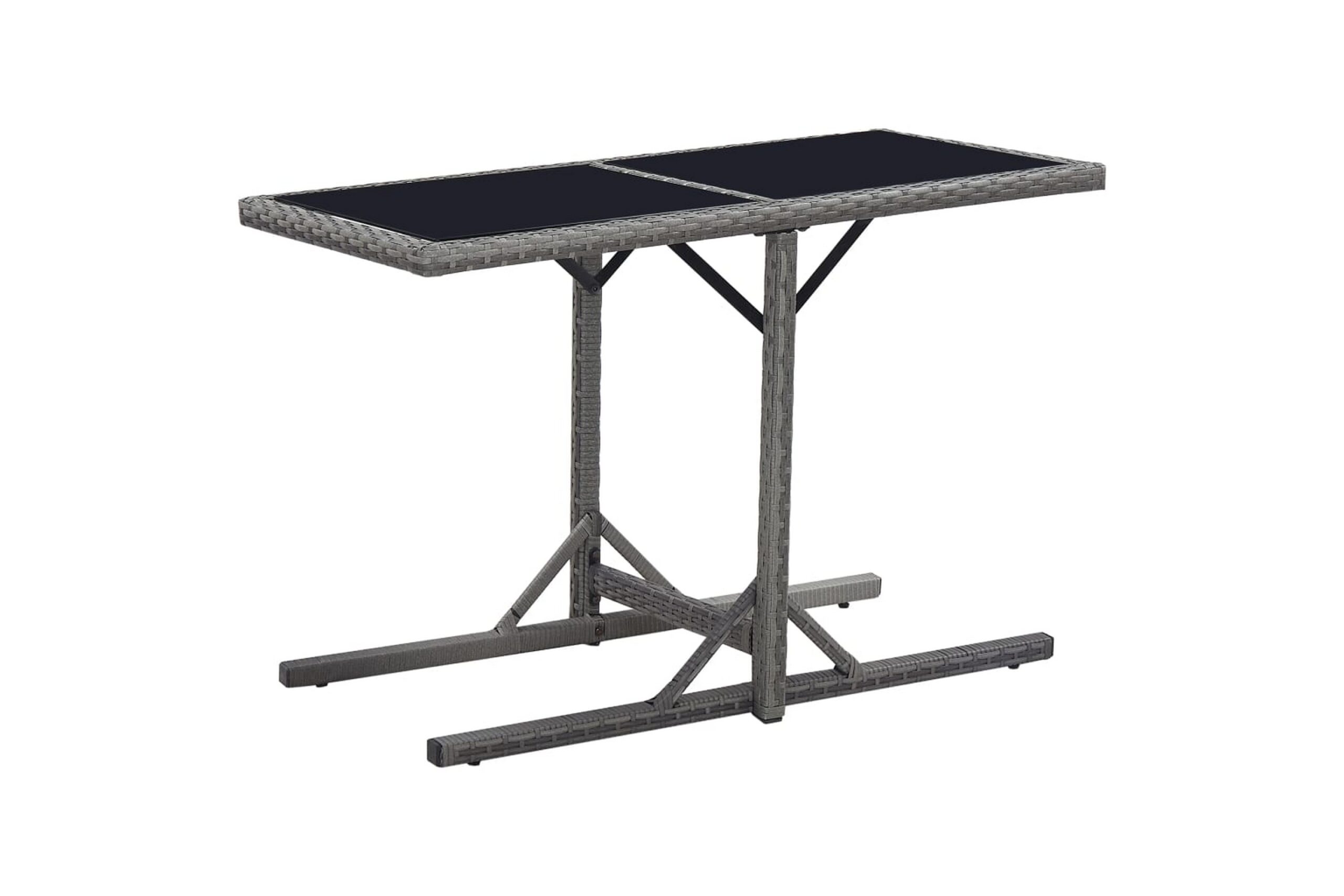 Puutarhapöytä musta 110x53x72 cm lasi ja polyrottinki -