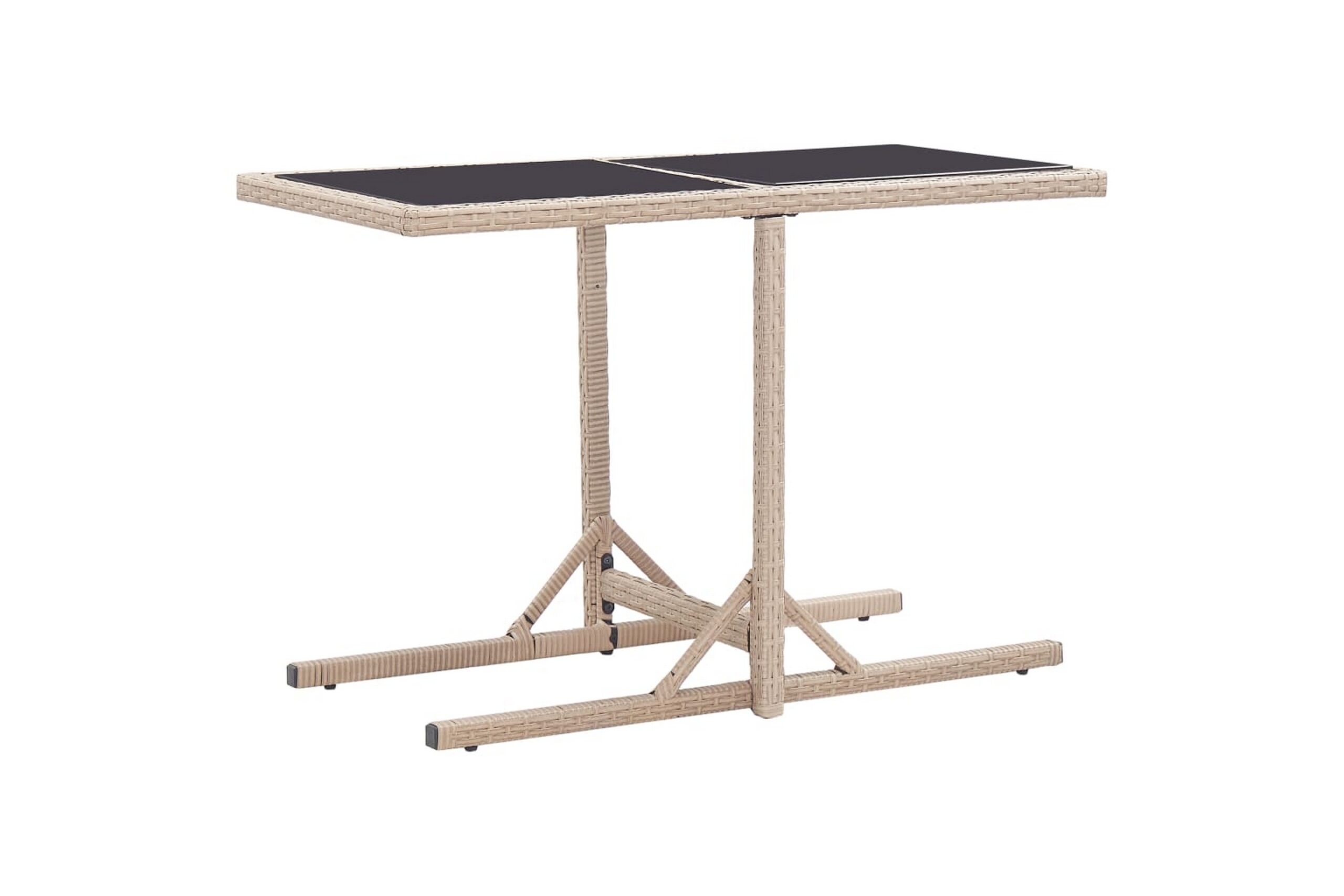 Puutarhapöytä beige 110x53x72 cm lasi ja polyrottinki -