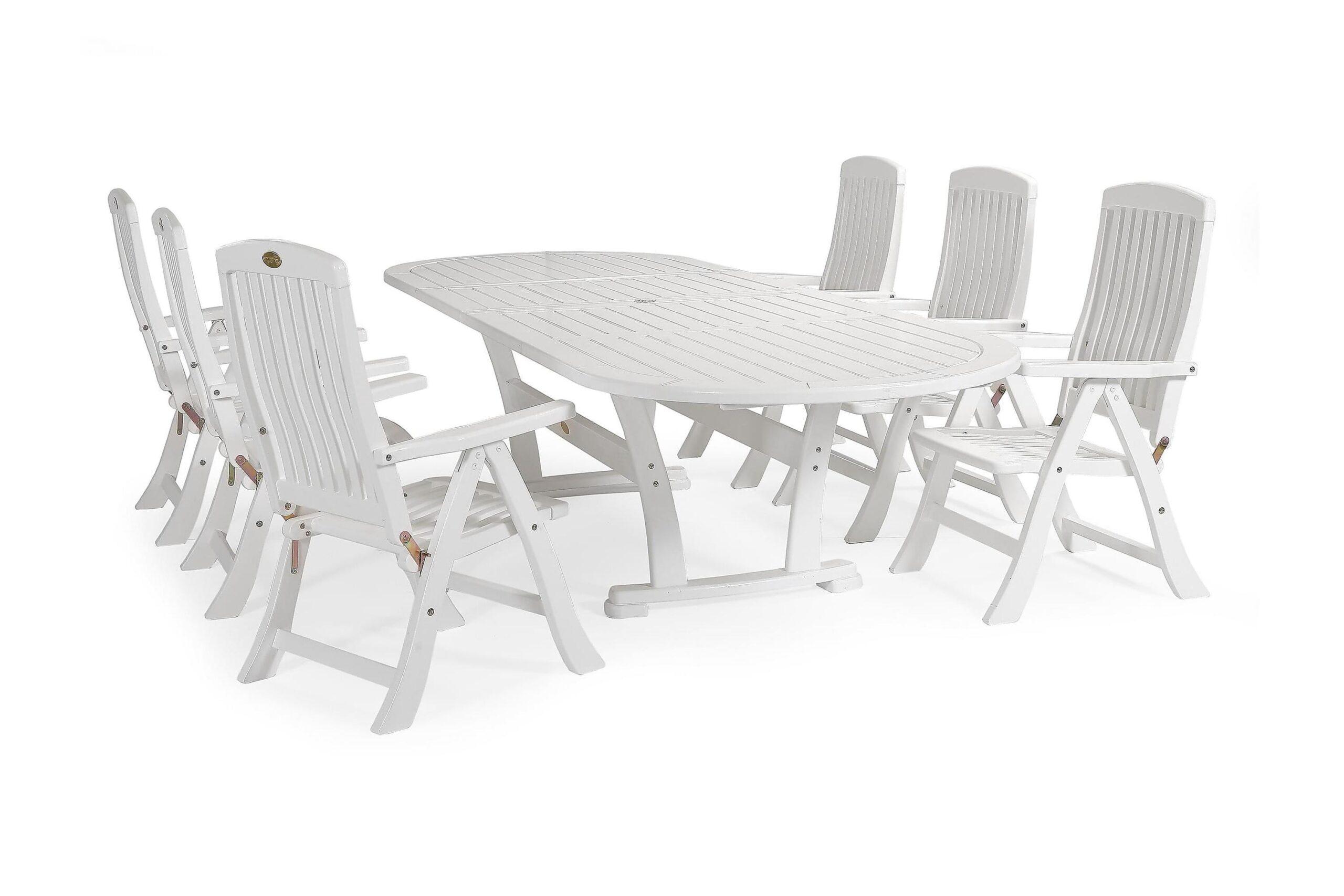 Ruokailuryhmä Hillerstorp Amelia 110x212-332+6 nojatuolia - Valkoinen