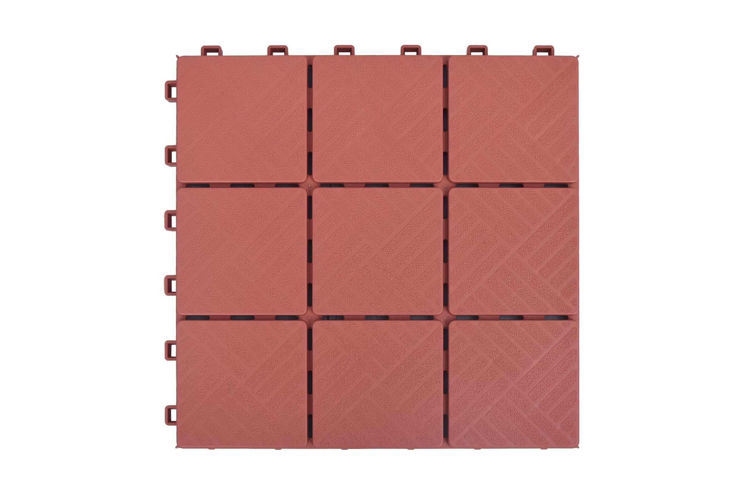 Terassilaatat 10 kpl punainen 30,5x30,5 cm muovi -