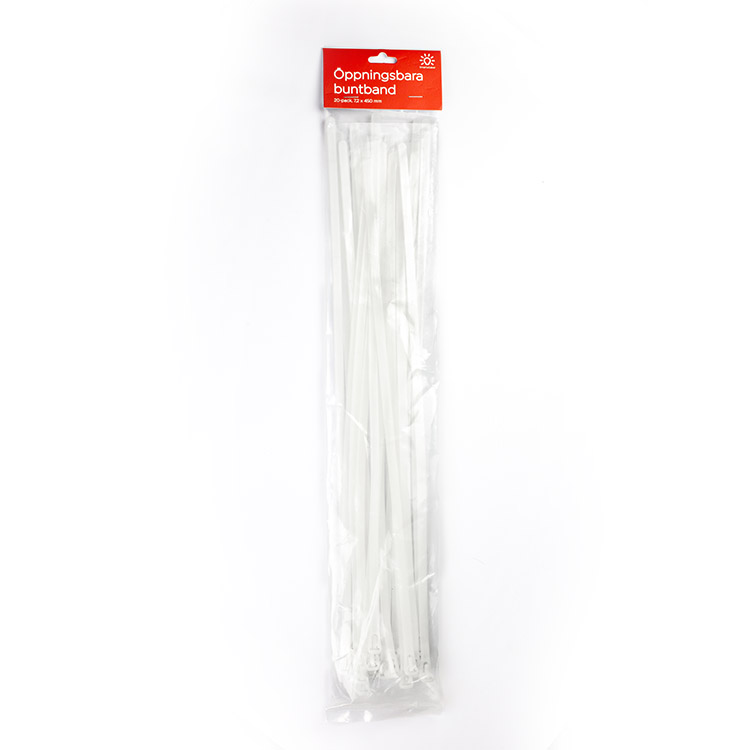 Avattavat nippusiteet 20 kpl, Valkoinen 45 cm