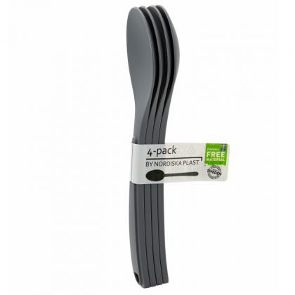 Aterimet ECO-muovia, 4 kpl Lusikka Harmaa