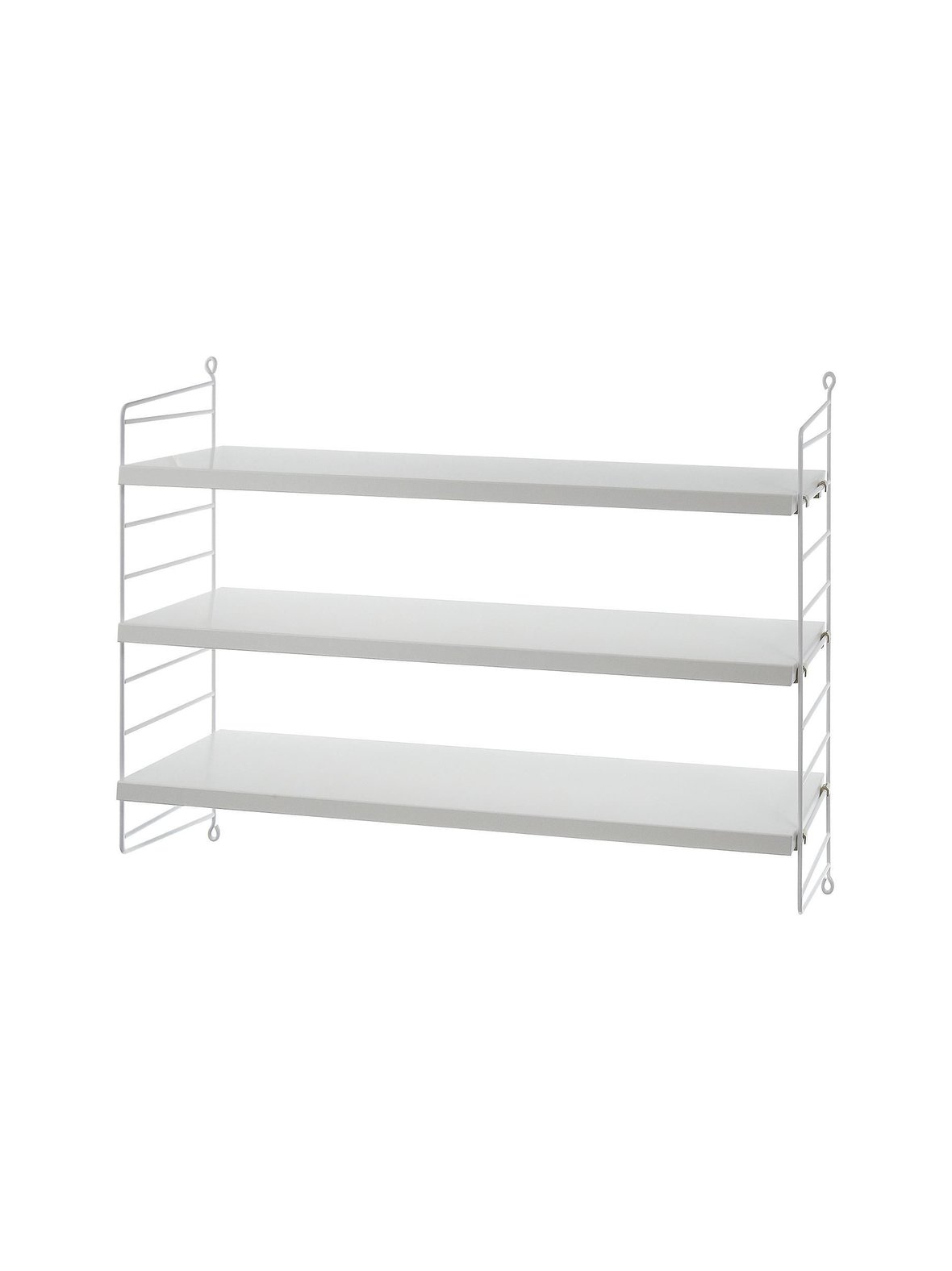 String-hyllysetti, hyllyt 78 x 20 cm, 3 kpl + sivupaneelit 50 x 20 cm, 2 kpl