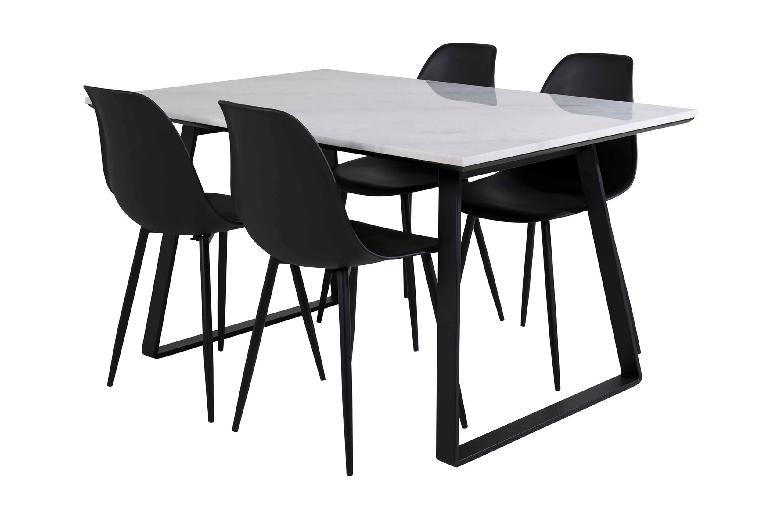 Ruokailuryhmä Netanya 140 cm 4 Yegua tuolia - Marmori/Valkoinen/Musta