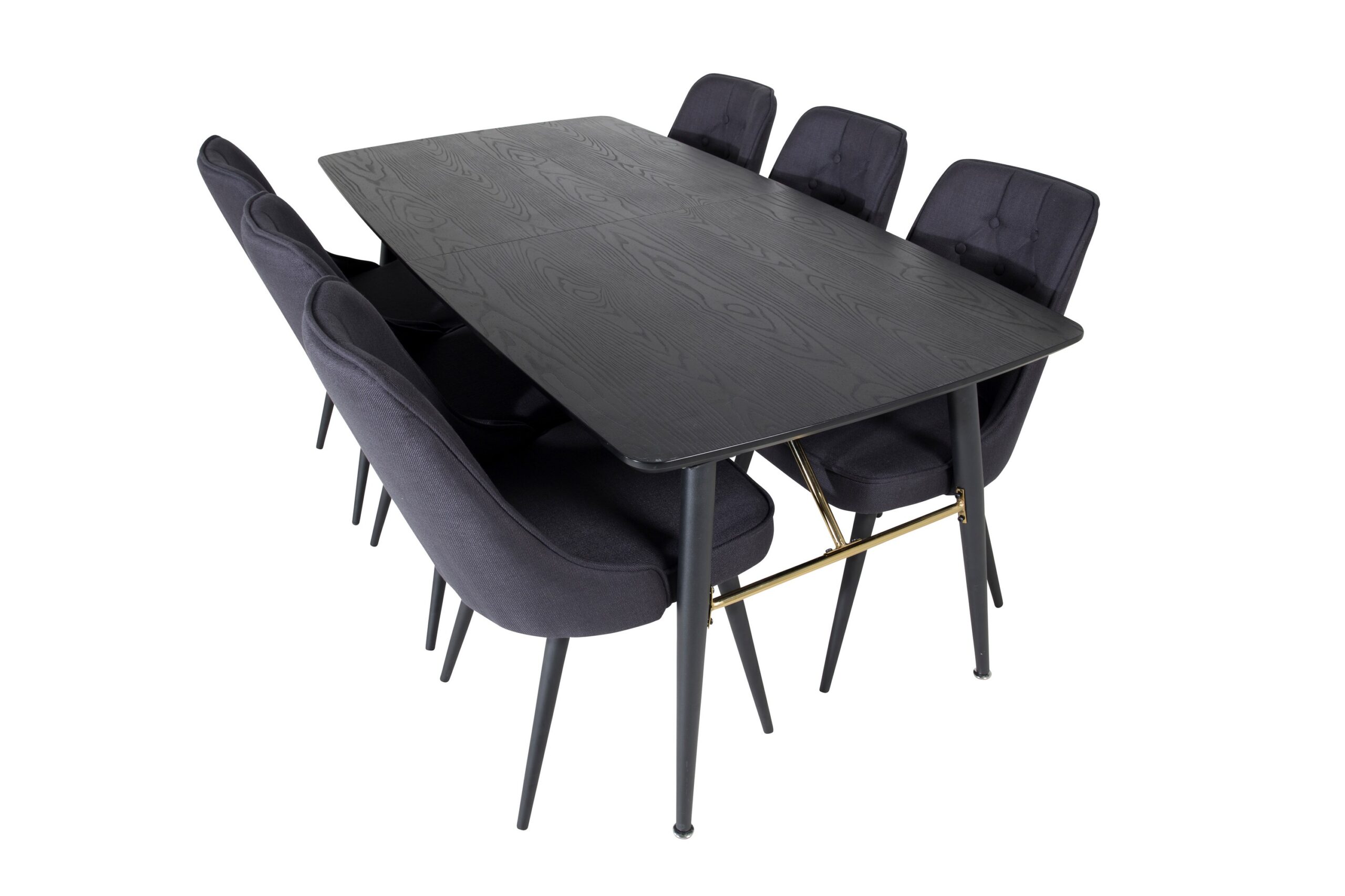 Ruokailuryhmä Deniall Jatkettava 180cm 6 Chantor tuolia - Musta/Valkoinen