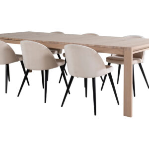 Ruokailuryhmä Algarmejo Jatkettava 170cm 6 Luisa tuolia - Valkoinen/Beige