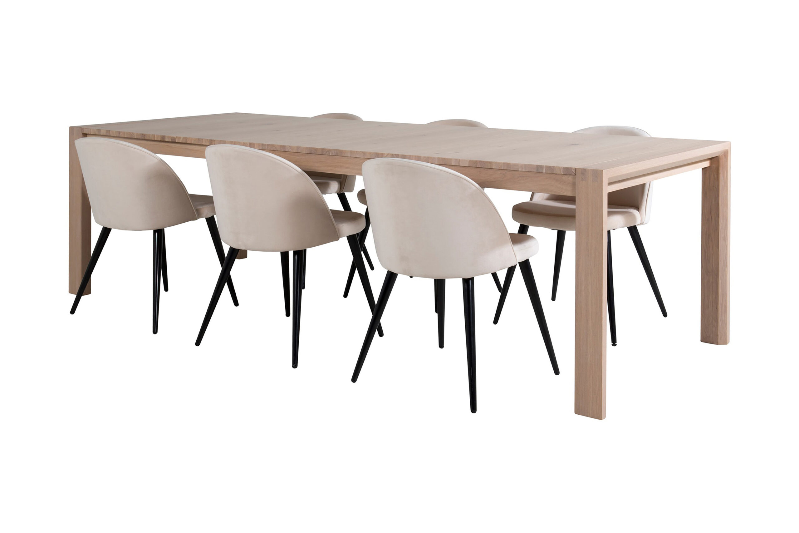 Ruokailuryhmä Algarmejo Jatkettava 170cm 6 Luisa tuolia - Valkoinen/Beige