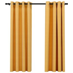 Pellavamaiset pimennysverhot renkailla 2kpl 140x175cm -
