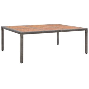 Puutarhapöytä harmaa 200x150x74 cm polyrottinki ja akaasiapu - Harmaa
