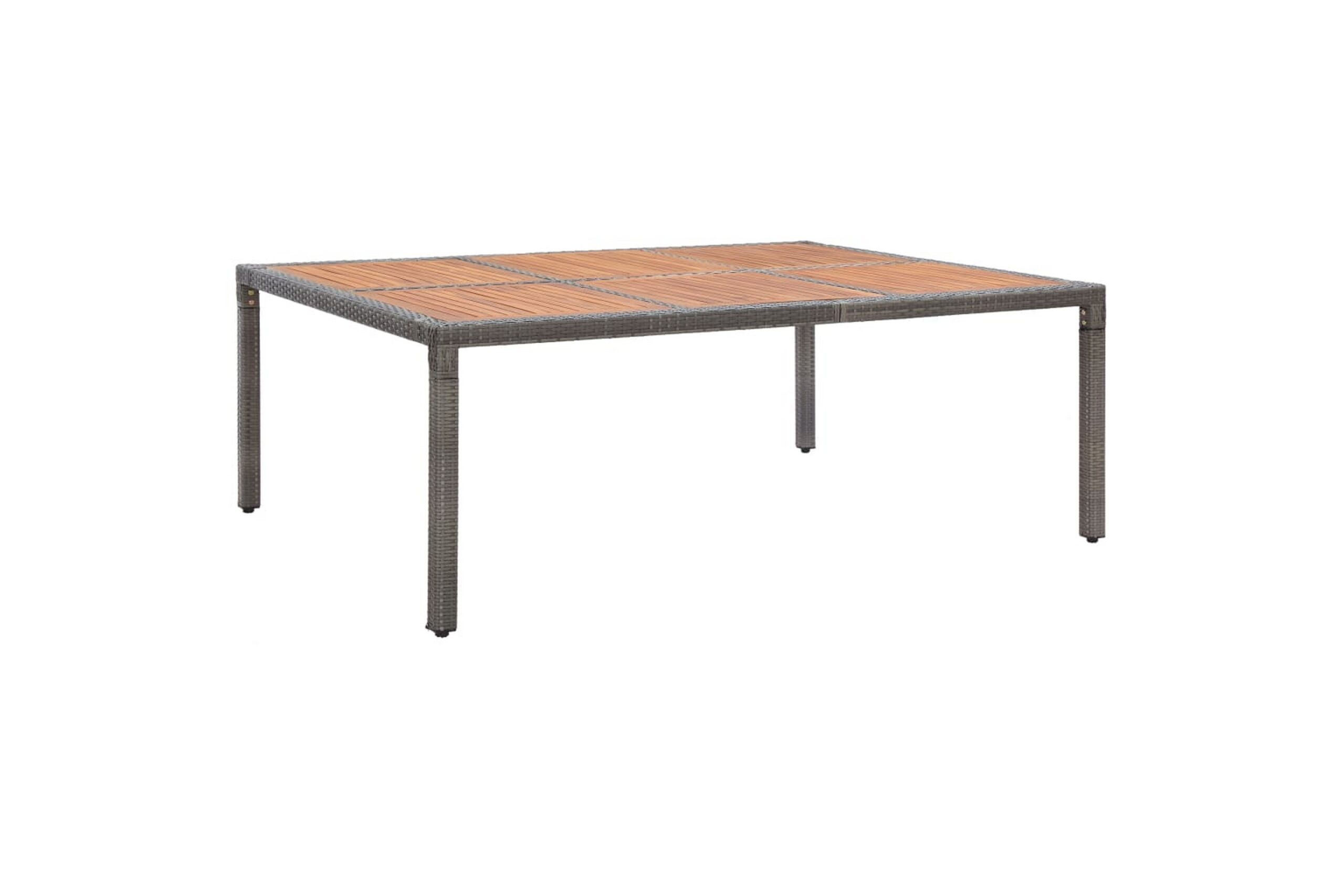 Puutarhapöytä harmaa 200x150x74 cm polyrottinki ja akaasiapu - Harmaa