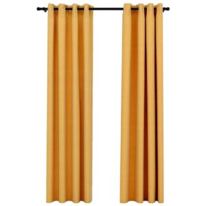 Pellavamaiset pimennysverhot renkailla 2kpl 140x225cm -