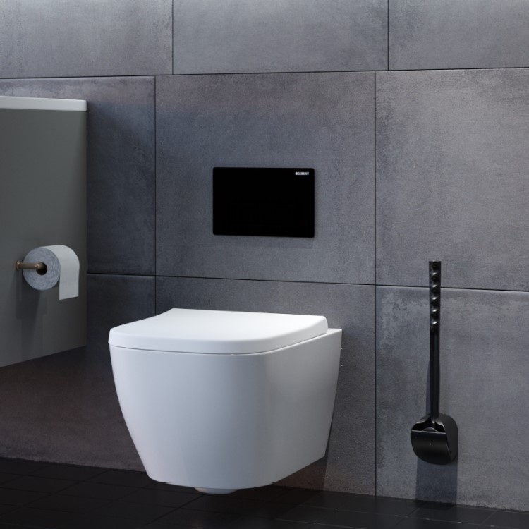 Seinälle kiinnitettävä WC-harja, Musta