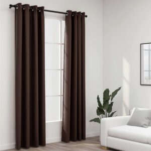 Pellavamaiset pimennysverhot renkailla 2kpl 140x225cm -