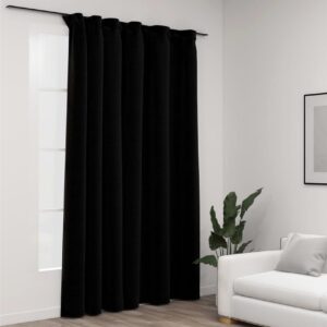 Pellavamainen pimennysverho koukuilla musta 290x245 cm -