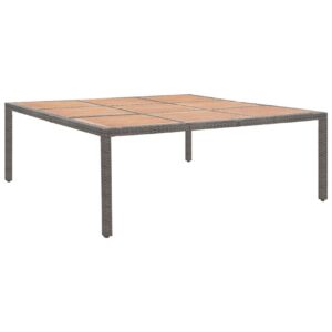 Puutarhapöytä harmaa 200x200x74 cm polyrottinki ja akaasiapu - Harmaa