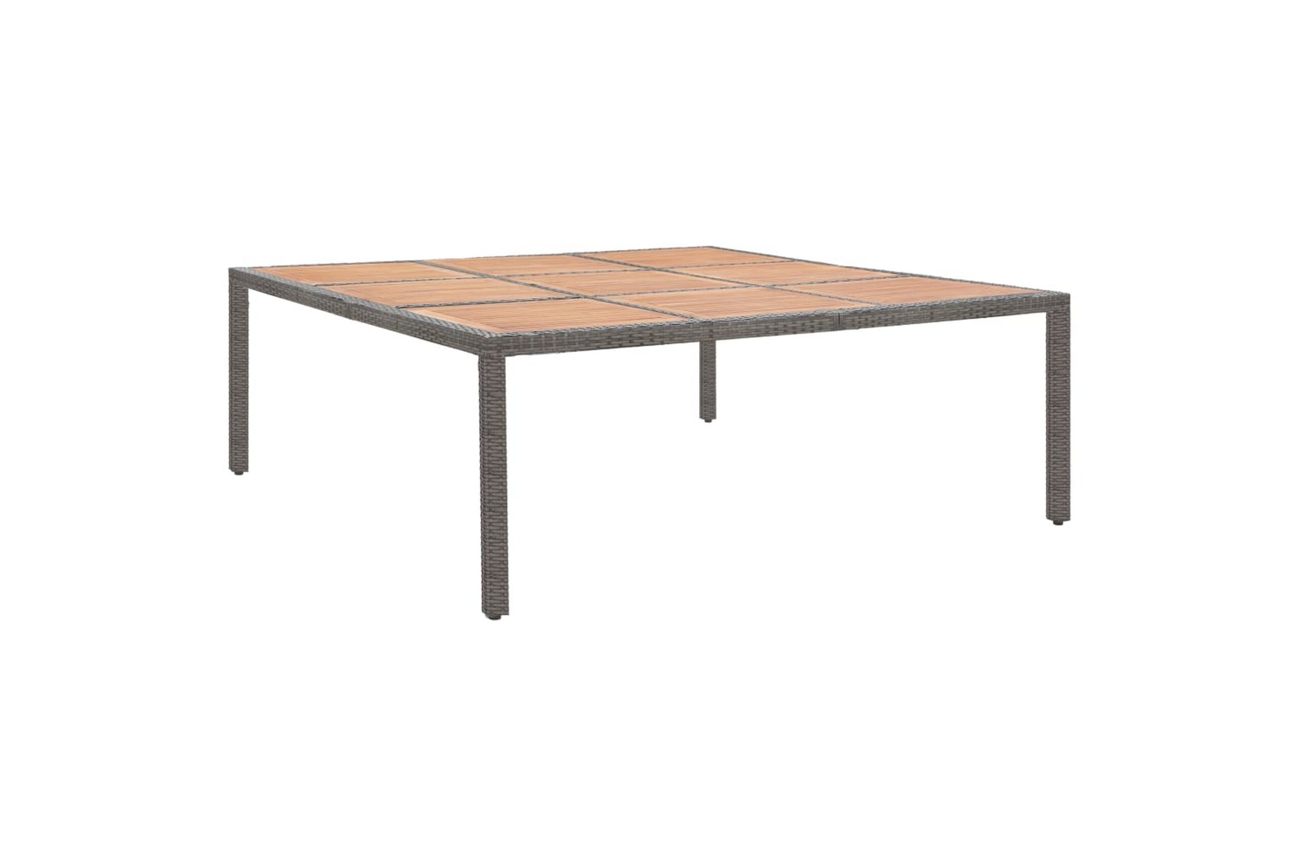 Puutarhapöytä harmaa 200x200x74 cm polyrottinki ja akaasiapu - Harmaa