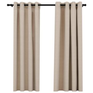 Pellavamaiset pimennysverhot renkailla 2 kpl beige 140x175cm -